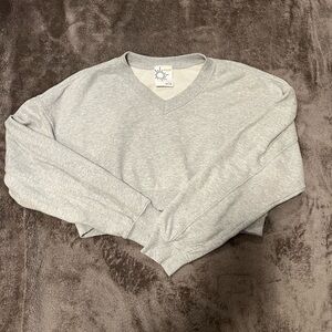 Aerie Light Gray V-Neck Sweatshirt